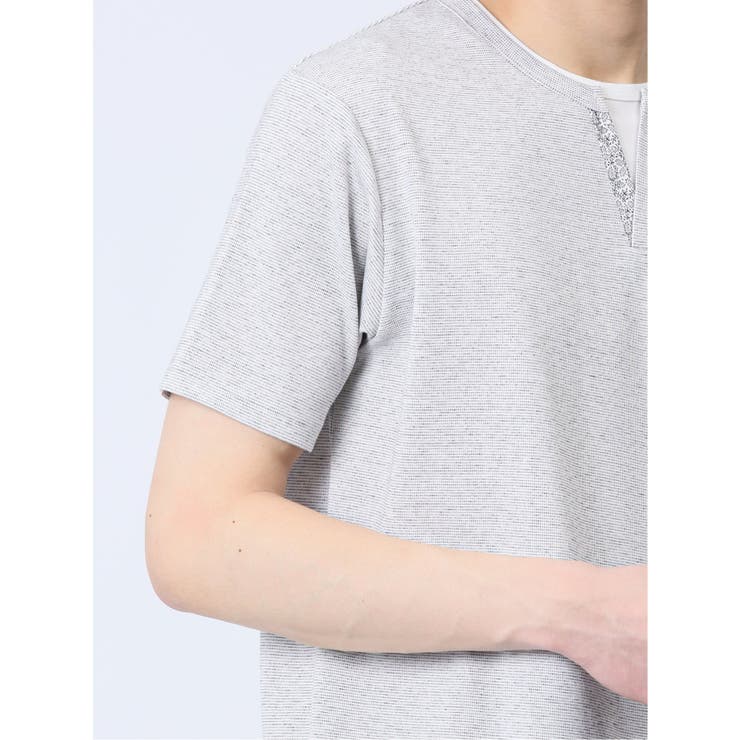 さまになる フェイクレイヤード キーネック半袖Tシャツ | TAKA-Q MEN | 詳細画像9 