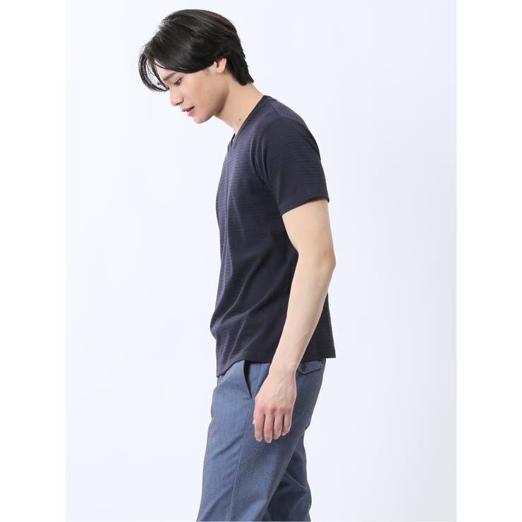 ふくれ千鳥ジャガード Vネック半袖Tシャツ | TAKA-Q MEN | 詳細画像12 