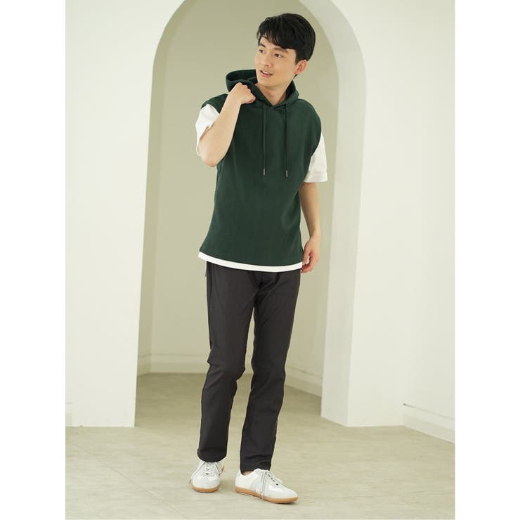 さまになる フェイクレイヤード 半袖プルパーカー | TAKA-Q MEN | 詳細画像3