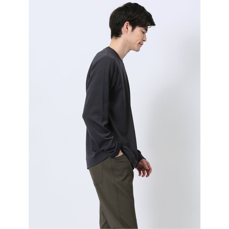 ふくれチェックジャガード クルーネック長袖Tシャツ | TAKA-Q MEN | 詳細画像14 