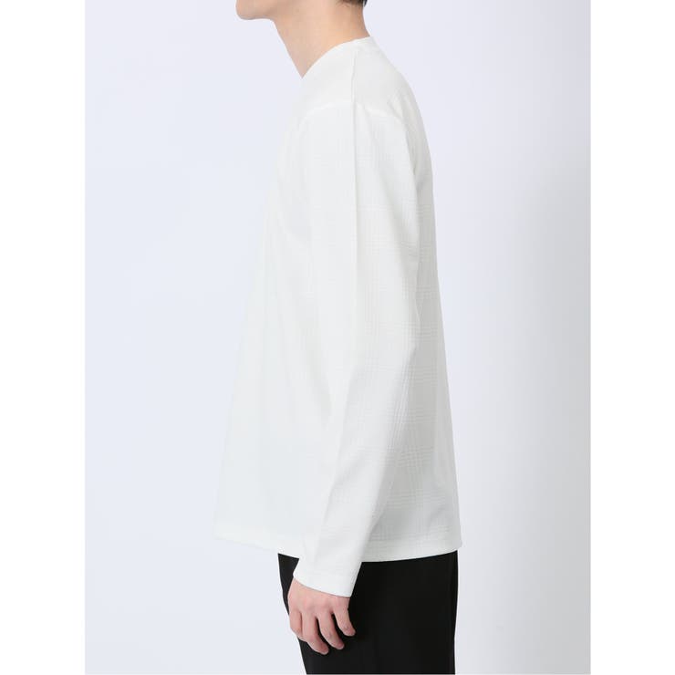 ふくれチェックジャガード クルーネック長袖Tシャツ | TAKA-Q MEN | 詳細画像7 
