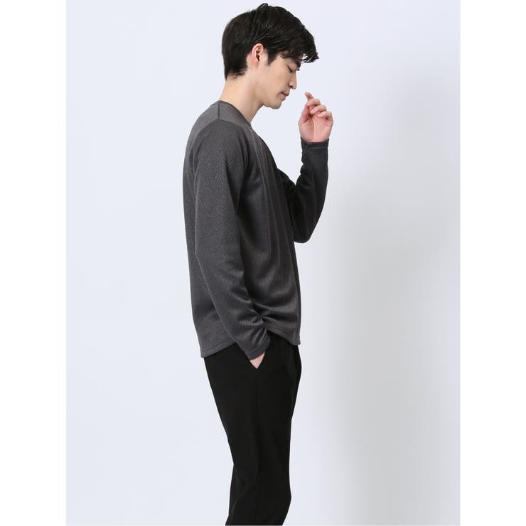 ジオメトリックジャガード クルーネック長袖Tシャツ | TAKA-Q MEN | 詳細画像14 