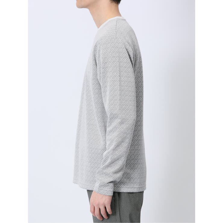 ジオメトリックジャガード クルーネック長袖Tシャツ | TAKA-Q MEN | 詳細画像7 