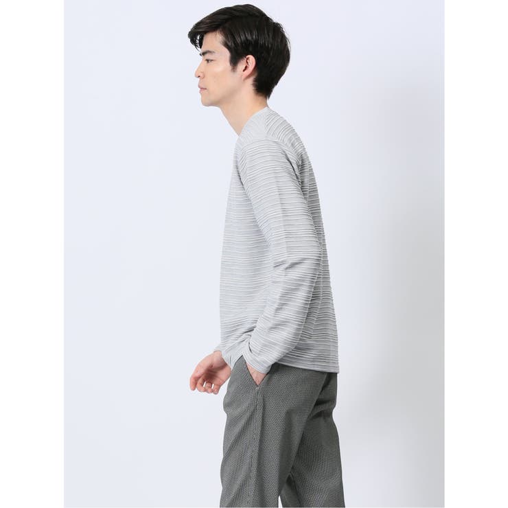 タックジャガード Vネック長袖Tシャツ | TAKA-Q MEN | 詳細画像12 