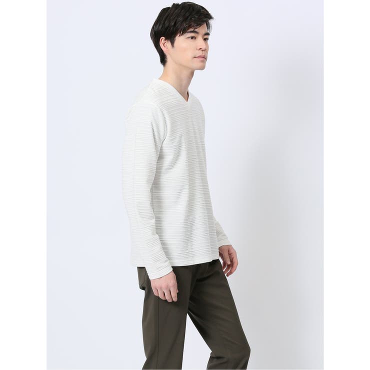 タックジャガード Vネック長袖Tシャツ | TAKA-Q MEN | 詳細画像4 