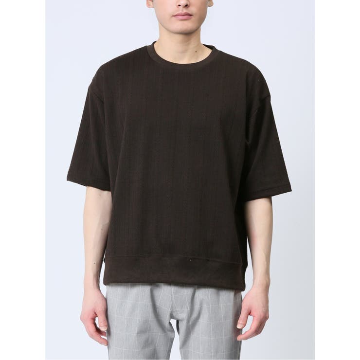 ジャガードケーブル クルーネック5分袖Ｔシャツ | TAKA-Q MEN | 詳細画像17 