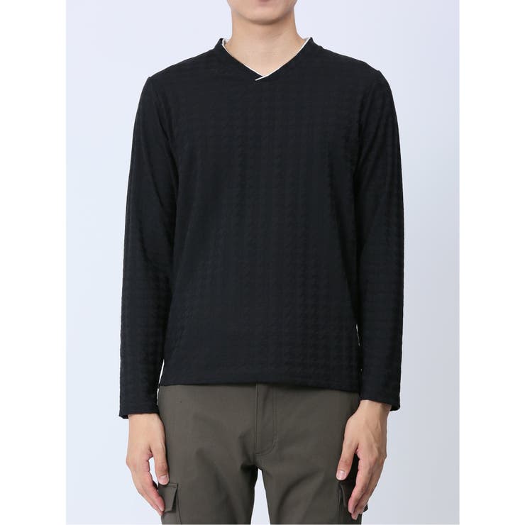リンクスジャガード千鳥 Vネック長袖Tシャツ | TAKA-Q MEN | 詳細画像15 