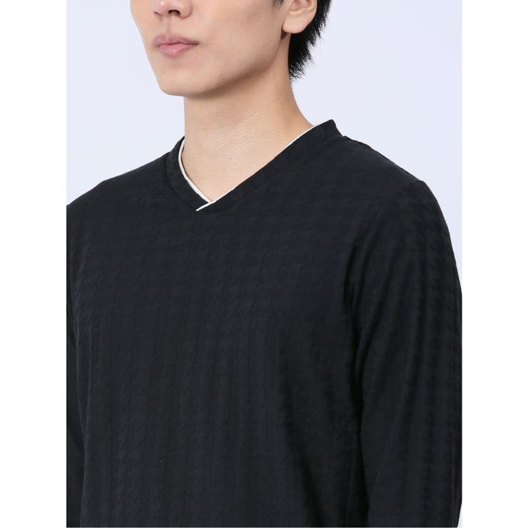 リンクスジャガード千鳥 Vネック長袖Tシャツ | TAKA-Q MEN | 詳細画像18 