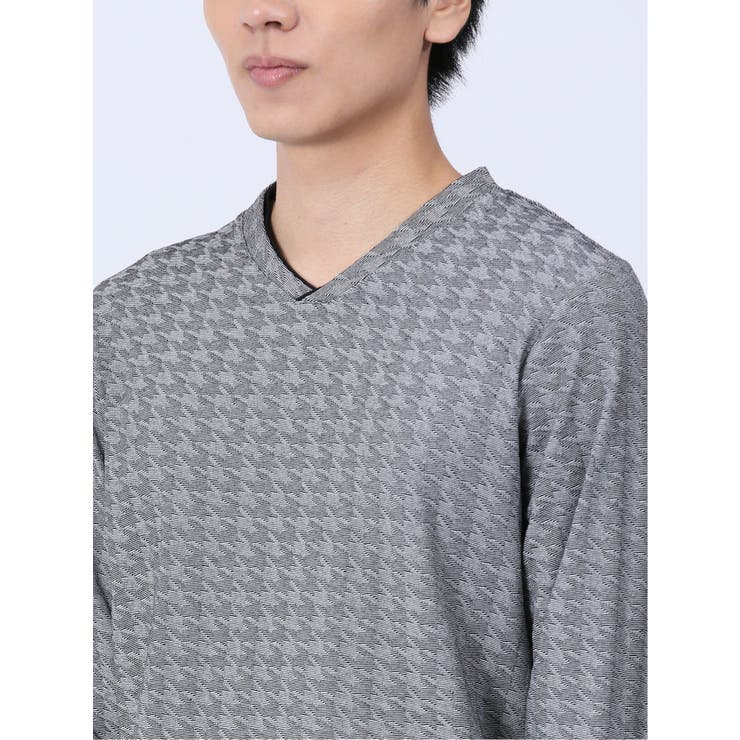 リンクスジャガード千鳥 Vネック長袖Tシャツ | TAKA-Q MEN | 詳細画像27 