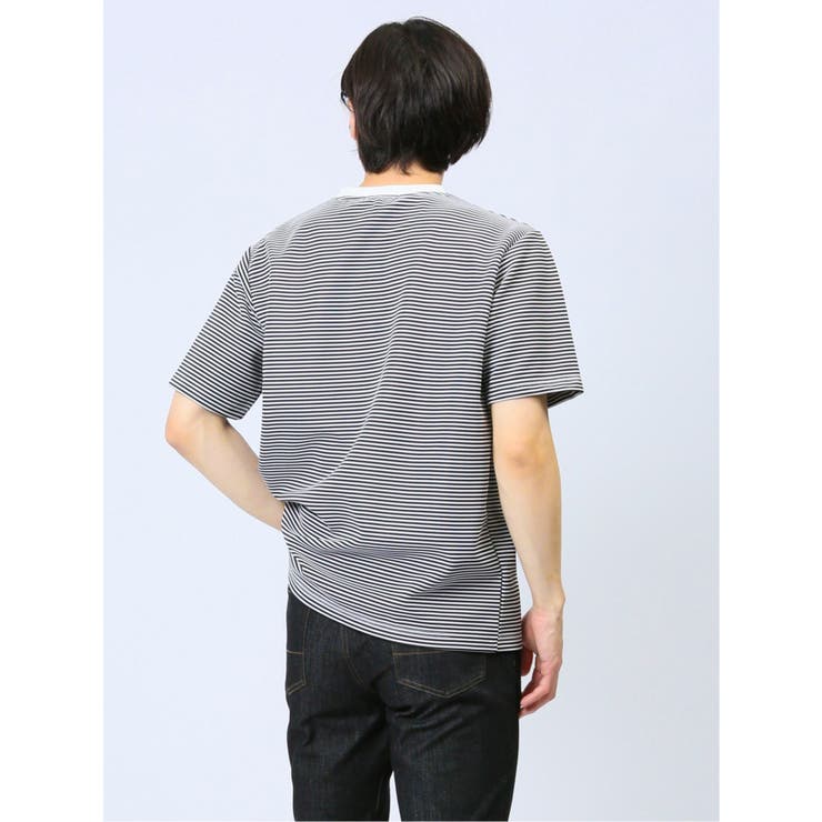 リップルマイクロボーダー クルーネック半袖Tシャツ | TAKA-Q MEN | 詳細画像6 