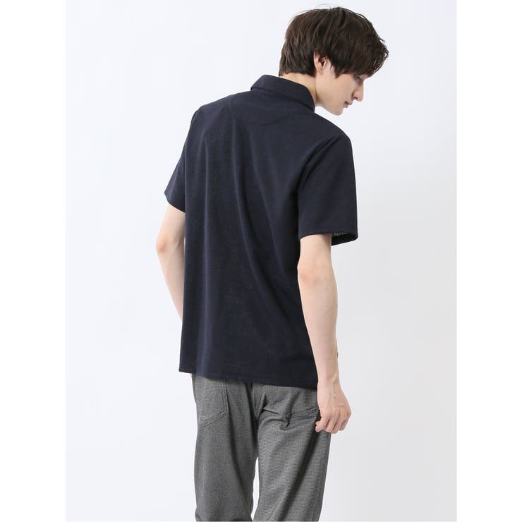 モザイクジャガード スキッパー半袖ポロシャツ | TAKA-Q MEN | 詳細画像12 