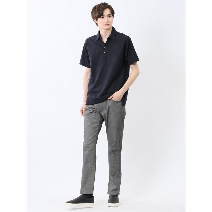 モザイクジャガード スキッパー半袖ポロシャツ | TAKA-Q MEN | 詳細画像14 