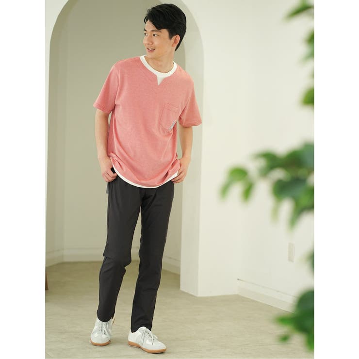 さまになる フェイクレイヤード キーネック半袖Tシャツ | TAKA-Q MEN | 詳細画像3 