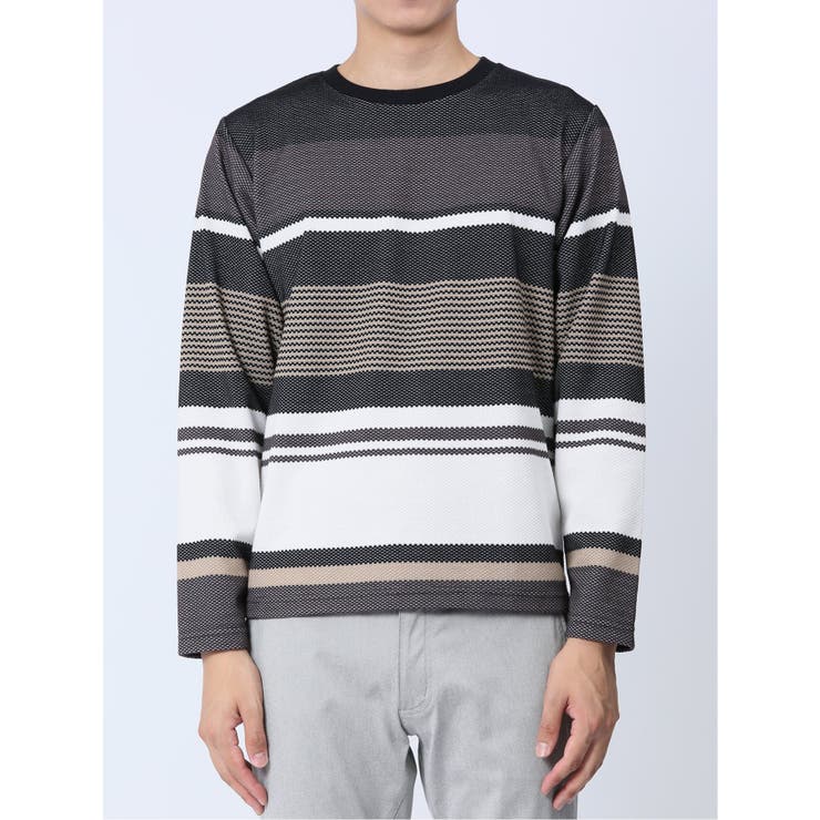 ポップコーンボーダー クルーネック長袖Tシャツ | TAKA-Q MEN | 詳細画像15 