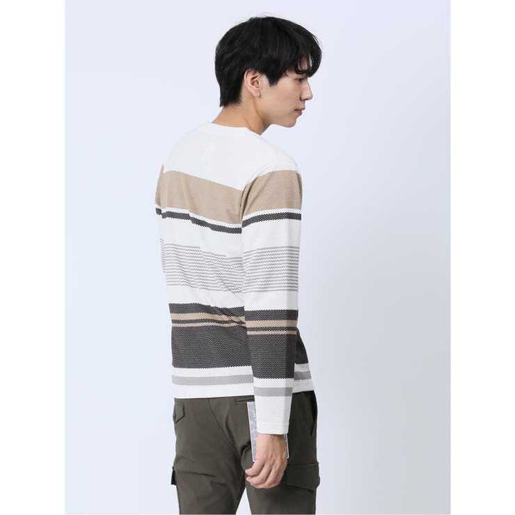 ポップコーンボーダー クルーネック長袖Tシャツ | TAKA-Q MEN | 詳細画像3 