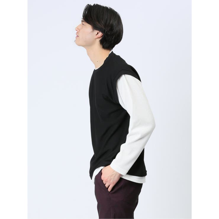 さまになる フェイクレイヤード クルーネック長袖Tシャツ | TAKA-Q MEN | 詳細画像2 