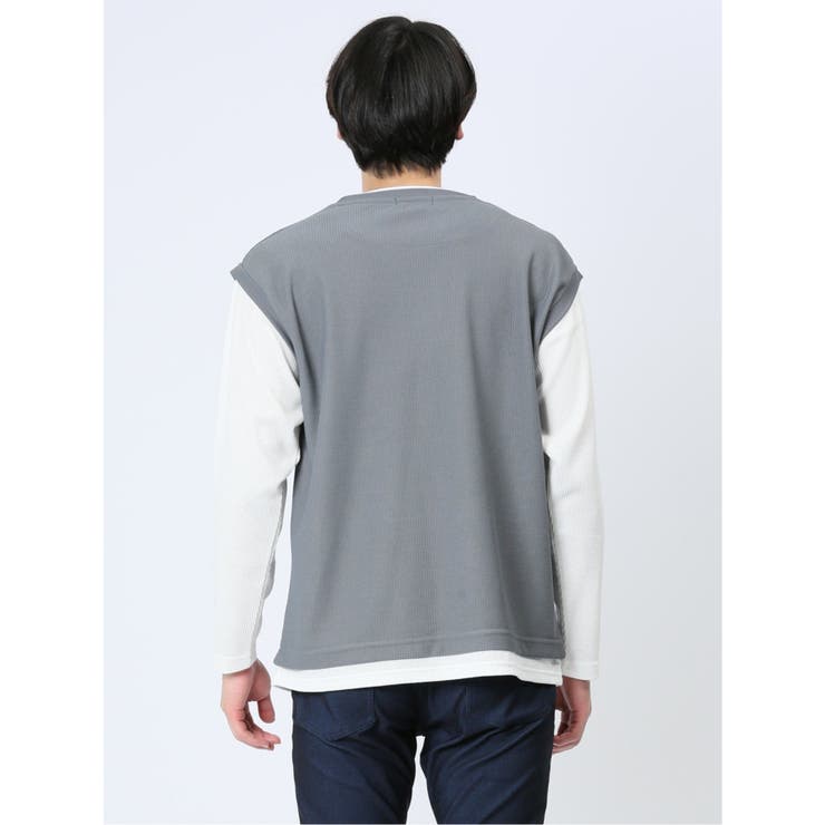 さまになる フェイクレイヤード クルーネック長袖Tシャツ | TAKA-Q MEN | 詳細画像21 