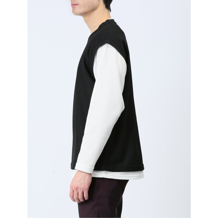 さまになる フェイクレイヤード クルーネック長袖Tシャツ | TAKA-Q MEN | 詳細画像6 