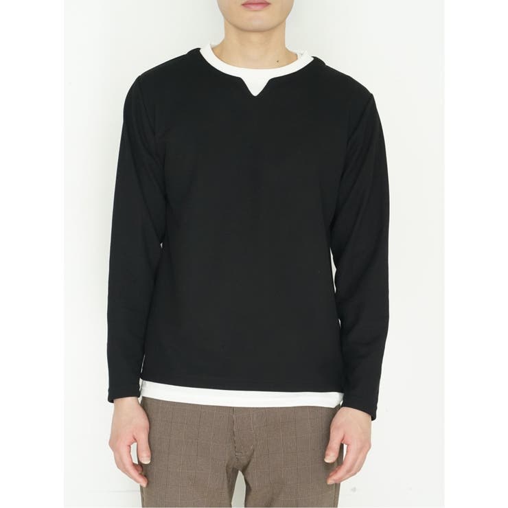 さまになる フェイクレイヤード キーネック長袖Tシャツ | TAKA-Q MEN | 詳細画像24 