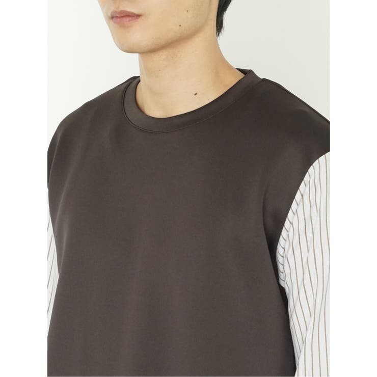 さまになる 布帛切替 クルーネック長袖Tシャツ | TAKA-Q MEN | 詳細画像10 