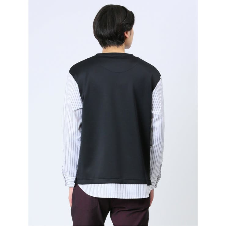 さまになる 布帛切替 クルーネック長袖Tシャツ | TAKA-Q MEN | 詳細画像15 