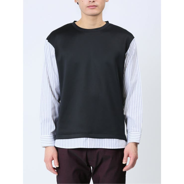 さまになる 布帛切替 クルーネック長袖Tシャツ | TAKA-Q MEN | 詳細画像17 