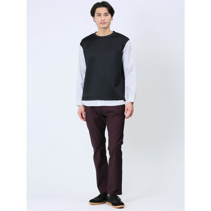さまになる 布帛切替 クルーネック長袖Tシャツ | TAKA-Q MEN | 詳細画像23 