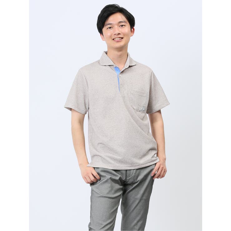 34キャメル | 吸水速乾 ドビーメッシュ鹿の子 半袖ポロシャツ | TAKA-Q MEN