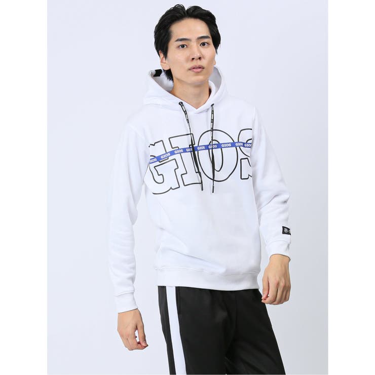 01白 | 【WEB限定】ジオス/GIOS 裏起毛ロゴ フーディー | TAKA-Q MEN
