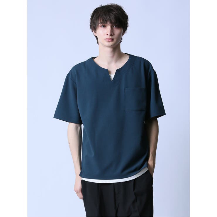 70青 | KAITEKI+ キーネック半袖Tシャツ&タンクトップ アンサンブル | TAKA-Q MEN