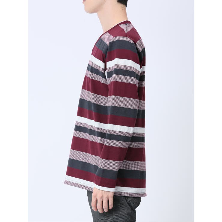 ランダムボーダー フェイクVネック長袖Tシャツ | TAKA-Q MEN | 詳細画像6 