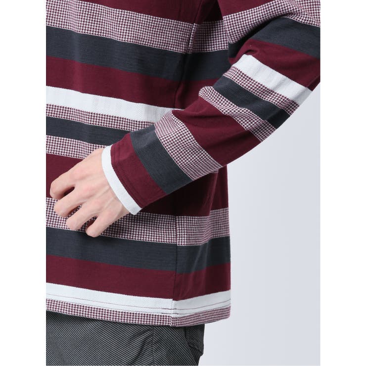 ランダムボーダー フェイクVネック長袖Tシャツ | TAKA-Q MEN | 詳細画像9 