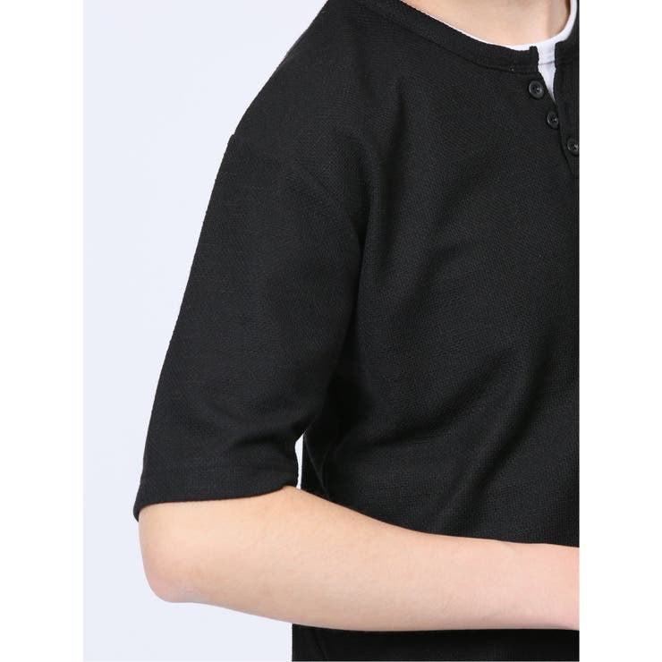 杢スラブ フェイクヘンリーネック半袖Tシャツ | TAKA-Q MEN | 詳細画像20 