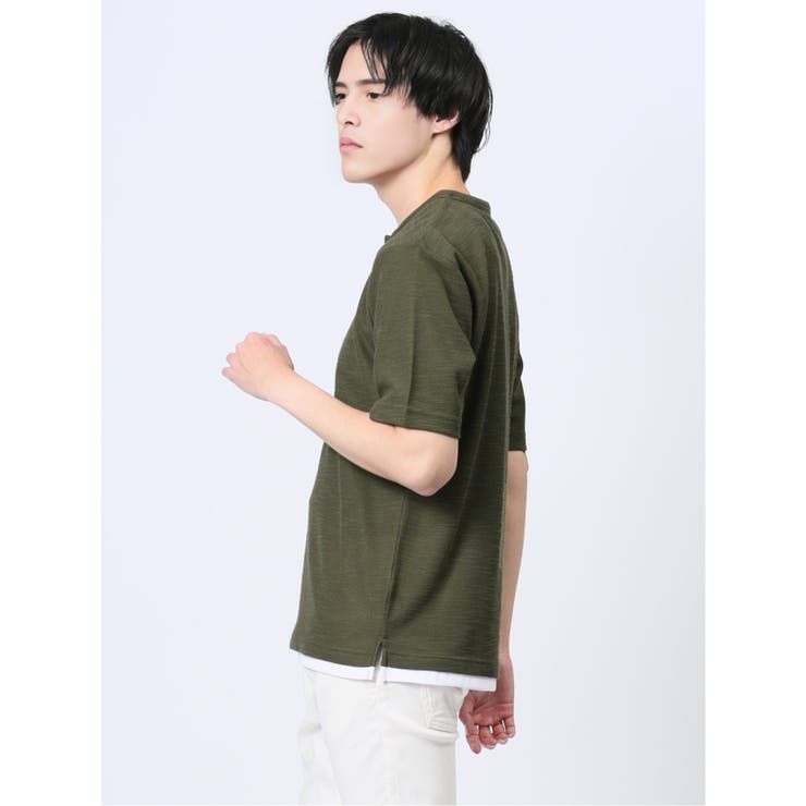 杢スラブ フェイクヘンリーネック半袖Tシャツ | TAKA-Q MEN | 詳細画像24 