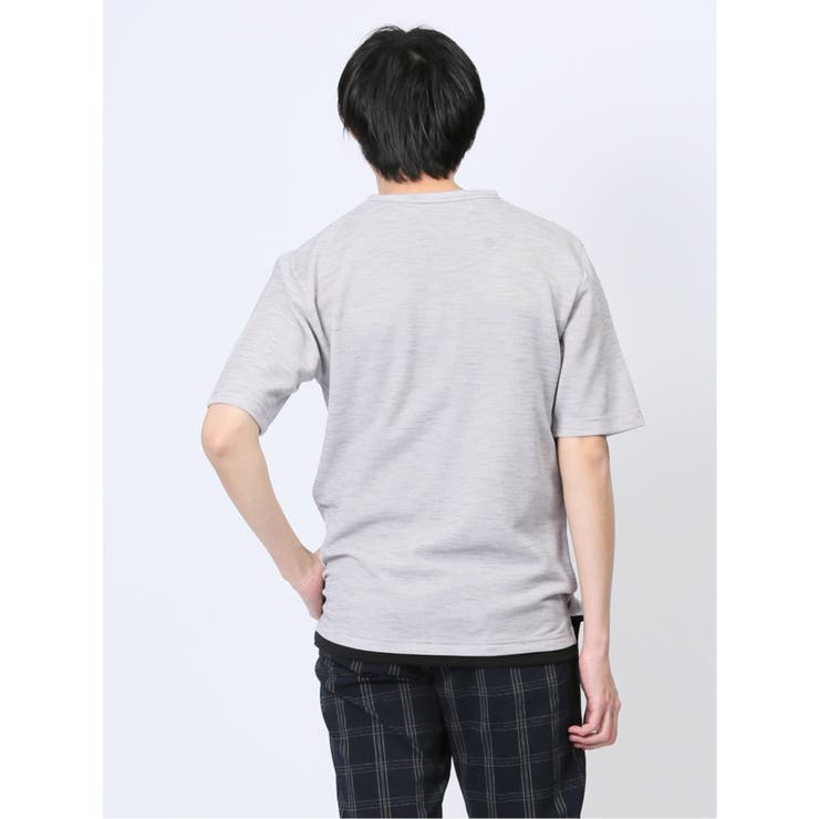 杢スラブ フェイクヘンリーネック半袖Tシャツ | TAKA-Q MEN | 詳細画像3 