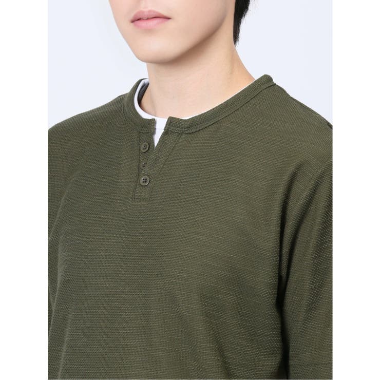 杢スラブ フェイクヘンリーネック半袖Tシャツ | TAKA-Q MEN | 詳細画像30 
