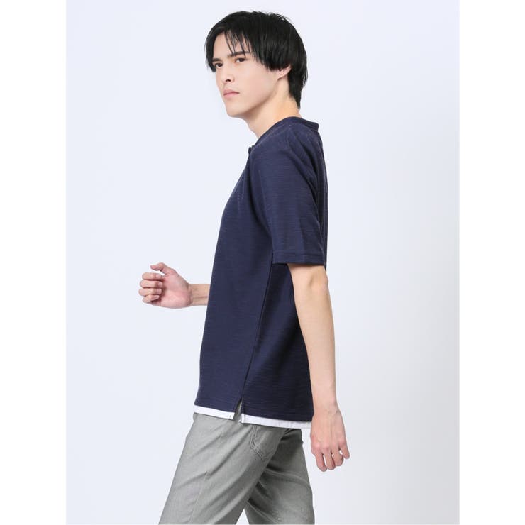 杢スラブ フェイクヘンリーネック半袖Tシャツ | TAKA-Q MEN | 詳細画像35 