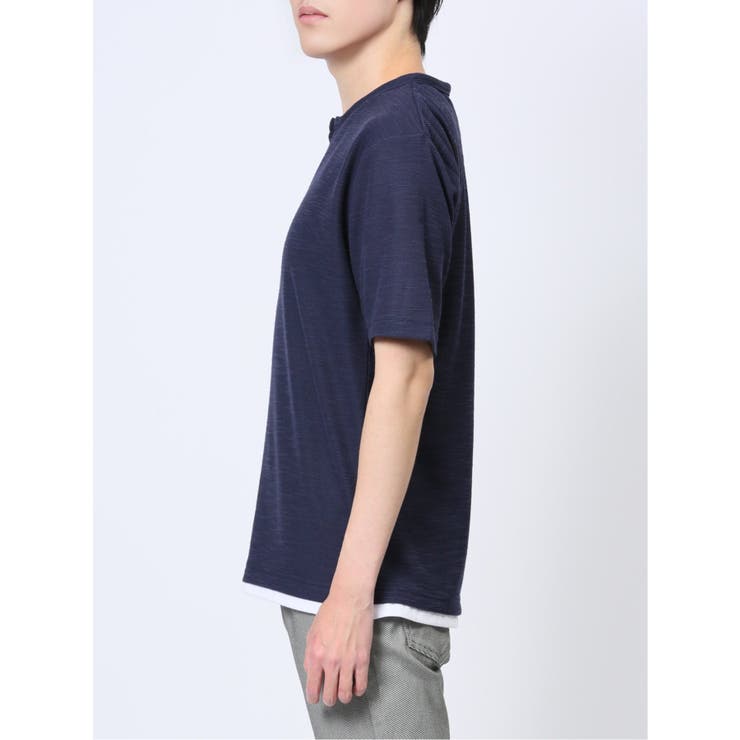 杢スラブ フェイクヘンリーネック半袖Tシャツ | TAKA-Q MEN | 詳細画像39 