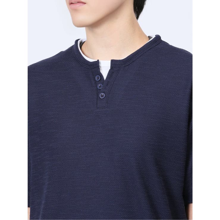 杢スラブ フェイクヘンリーネック半袖Tシャツ | TAKA-Q MEN | 詳細画像41 