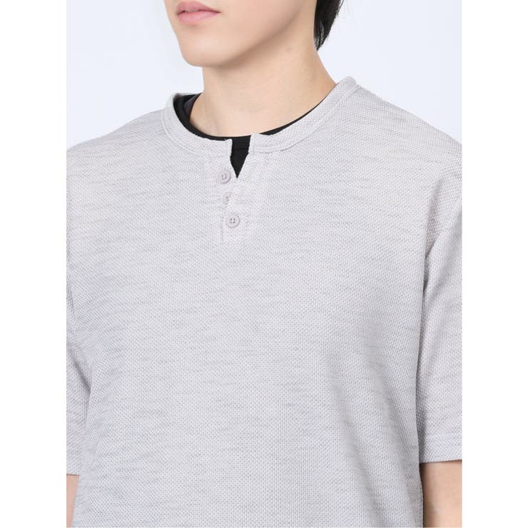 杢スラブ フェイクヘンリーネック半袖Tシャツ | TAKA-Q MEN | 詳細画像8 