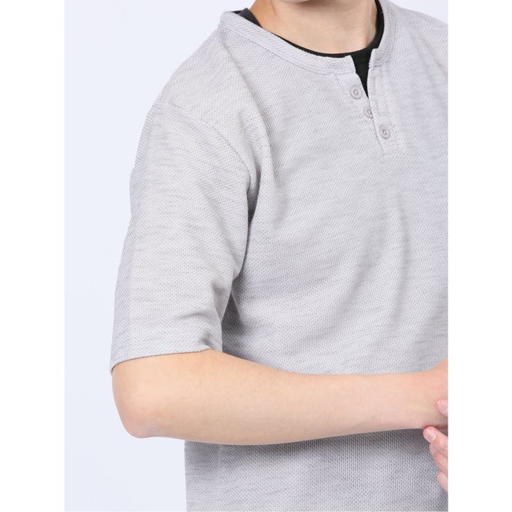 杢スラブ フェイクヘンリーネック半袖Tシャツ | TAKA-Q MEN | 詳細画像9 