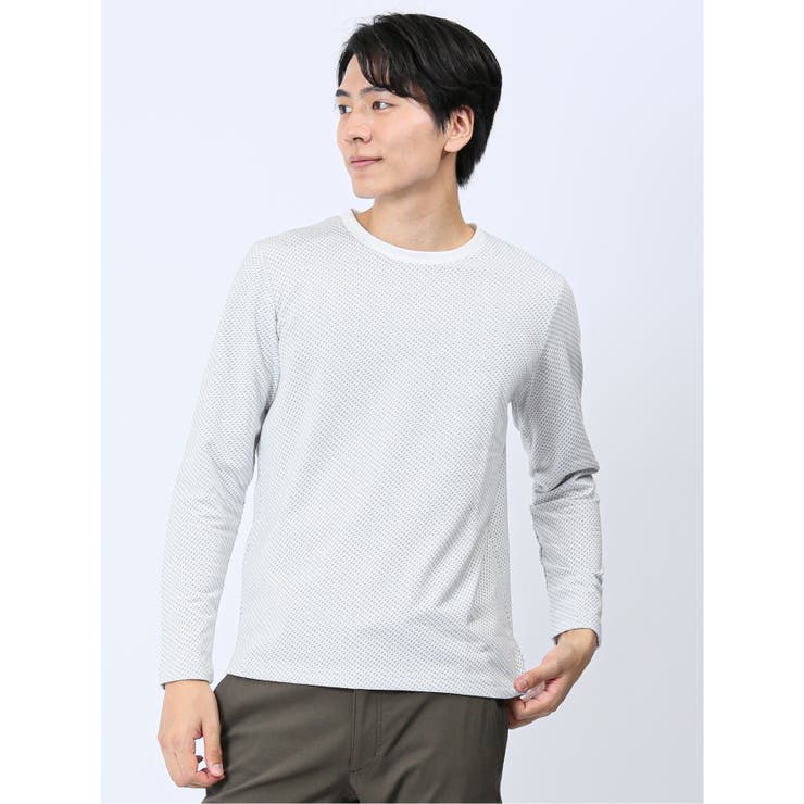 ジャガード バーズアイ クルーネック長袖Tシャツ | TAKA-Q MEN | 詳細画像1 