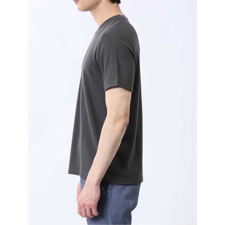 リンクスダイヤ柄ジャガード Vネック半袖Tシャツ | TAKA-Q MEN | 詳細画像19 