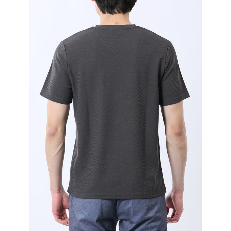 リンクスダイヤ柄ジャガード Vネック半袖Tシャツ | TAKA-Q MEN | 詳細画像20 