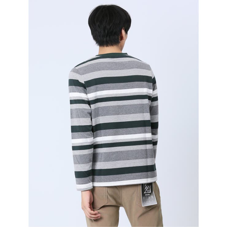 ジャガード 千鳥ボーダー クルーネック長袖Tシャツ | TAKA-Q MEN | 詳細画像3 