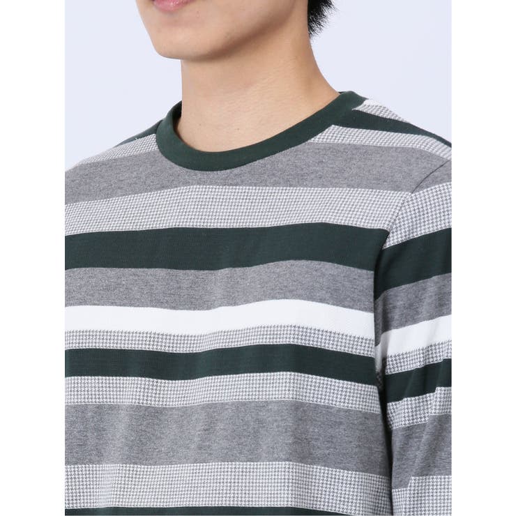 ジャガード 千鳥ボーダー クルーネック長袖Tシャツ | TAKA-Q MEN | 詳細画像8 