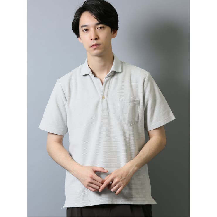 ハニカム鹿の子 スキッパー半袖ポロシャツ | TAKA-Q MEN | 詳細画像1 