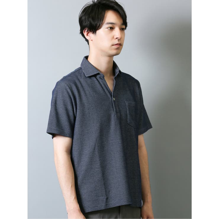 ハニカム鹿の子 スキッパー半袖ポロシャツ | TAKA-Q MEN | 詳細画像12 