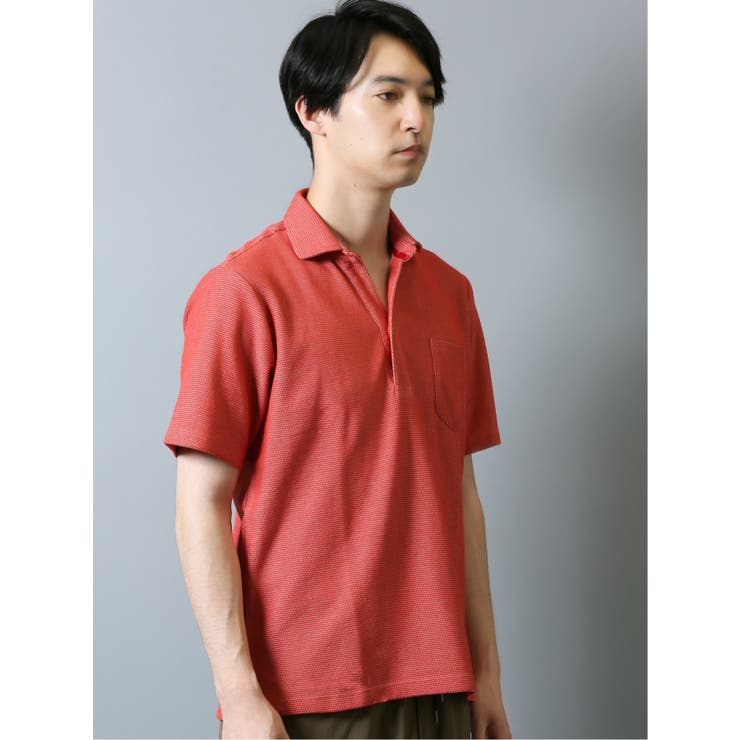 ハニカム鹿の子 スキッパー半袖ポロシャツ | TAKA-Q MEN | 詳細画像8 