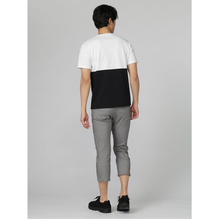 バイカラー切替 Vネック半袖Tシャツ[品番：TKQJ0015365]｜TAKA-Q